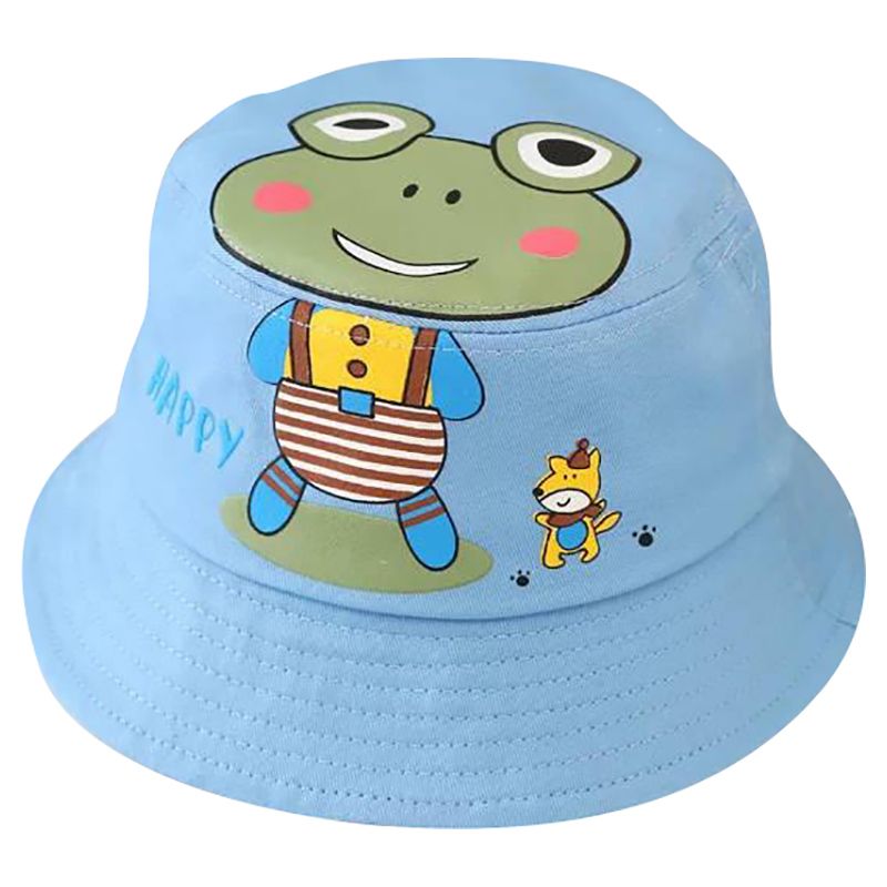 The Girl Cap - Frog Print Kids Hat - Blue