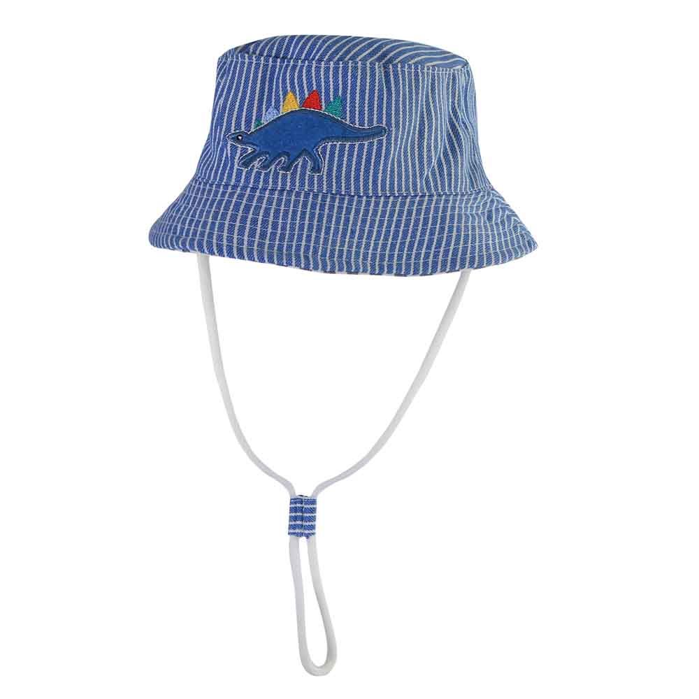 The Girl Cap - Kids Hat - Blue Stripes Dino