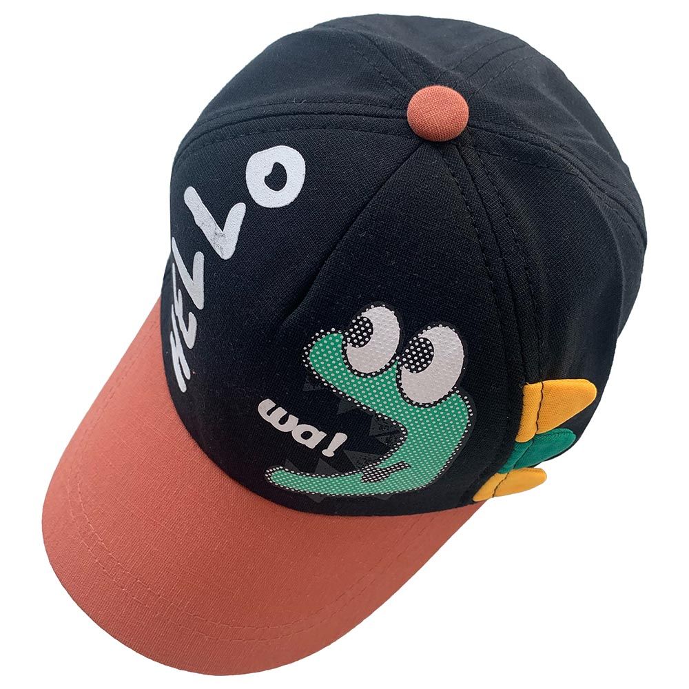 The Girl Cap - Kids Cap - Hello Dinosaur Black