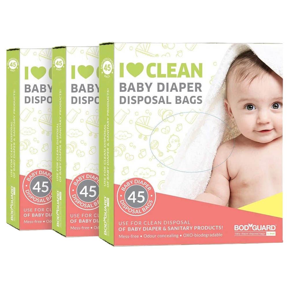 BodyGuard - Baby Diaper Disposal Bags - 45 Bags, Pack of 3