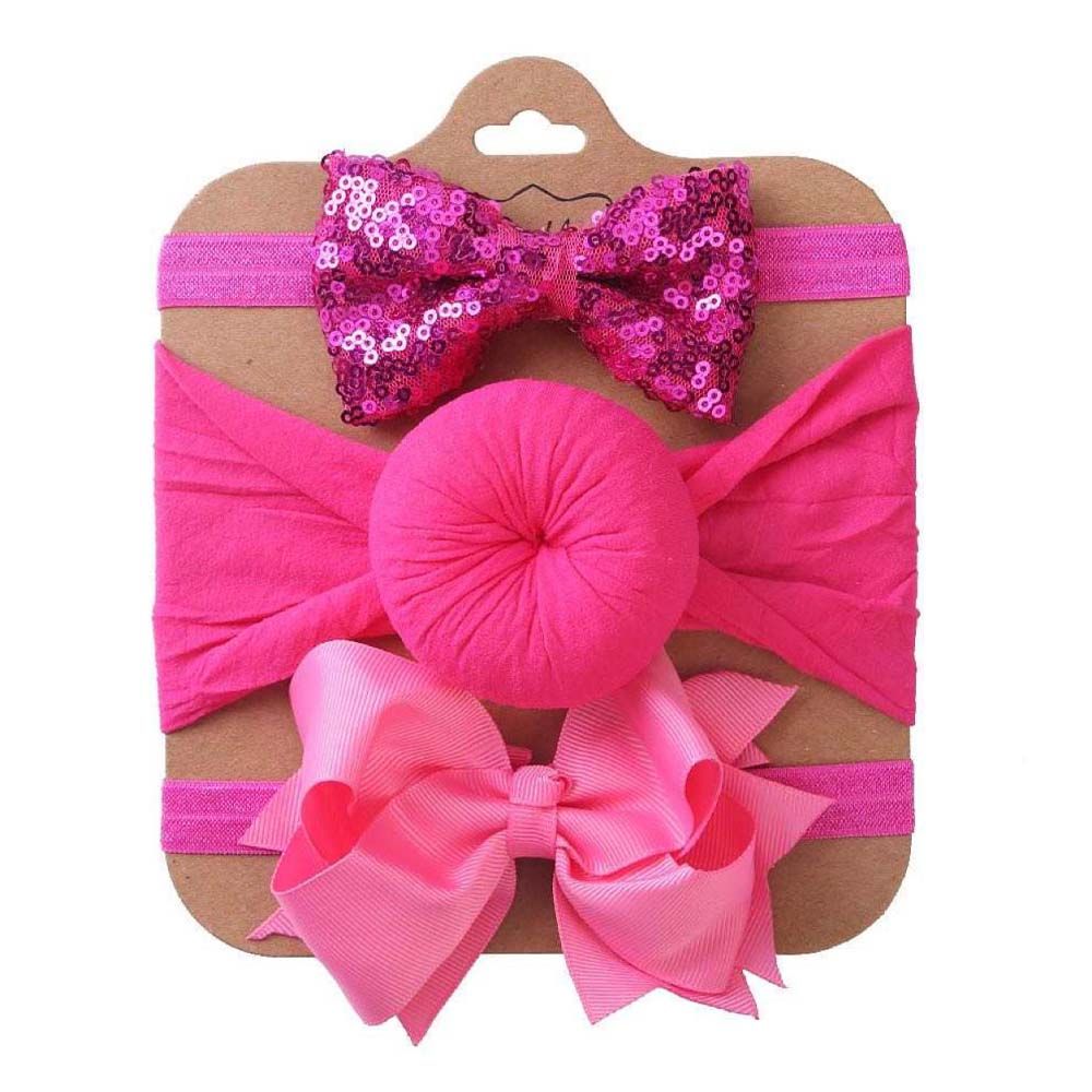 The Girl Cap - 3pc-Set - Shimmer Headband - Fuchsia