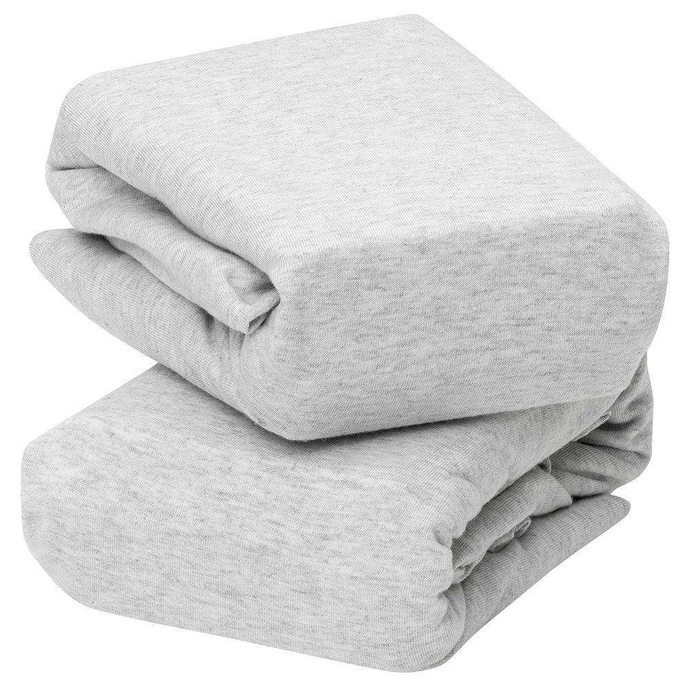 Clevamama - Jersey Cotton Fitted Sheets - Pack of 2 - Melange Grey