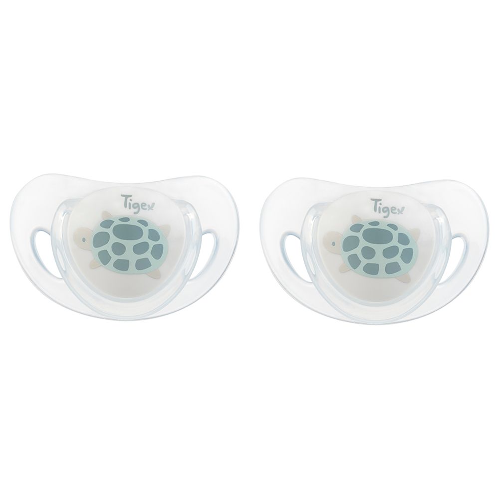 Tigex - Smart Silicone Pacifiers 0-6m - Pack of 2 - Turtle