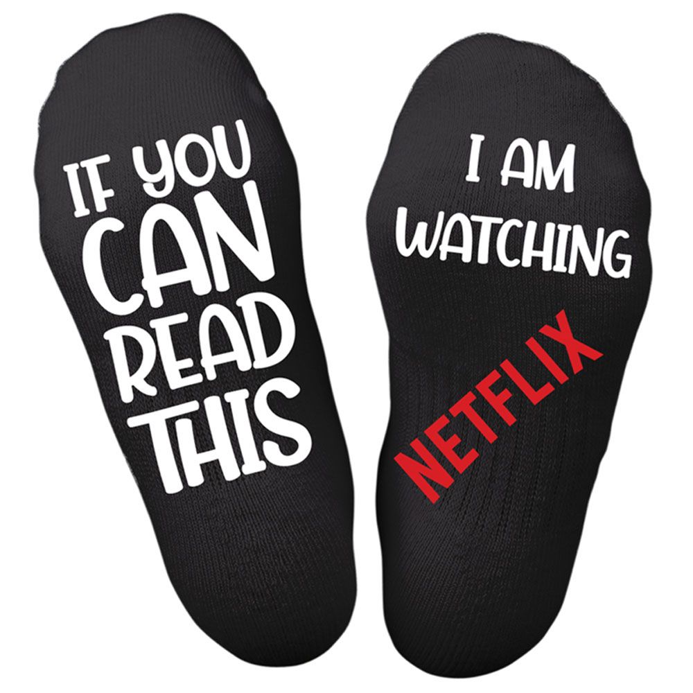 Twinkle Hands - I Am Watching Netflix Socks - Black