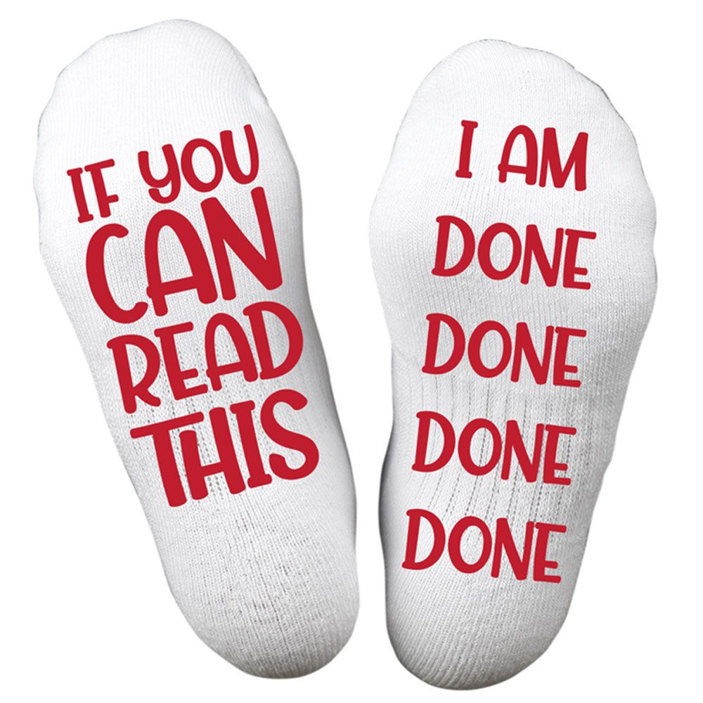 Twinkle Hands - I Am Done Socks - White