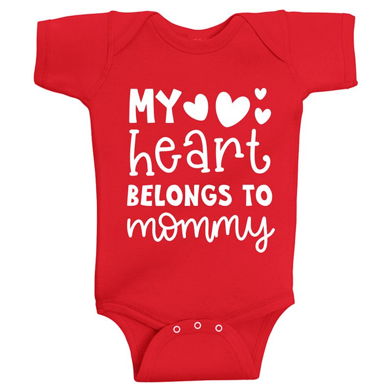 Twinkle Hands - My Heart Belongs To Mommy Onesie - Red