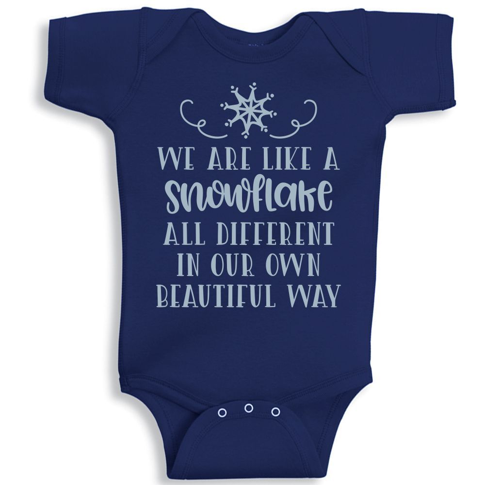 Twinkle Hands - Like A Snowflake Baby Onesie - Navy