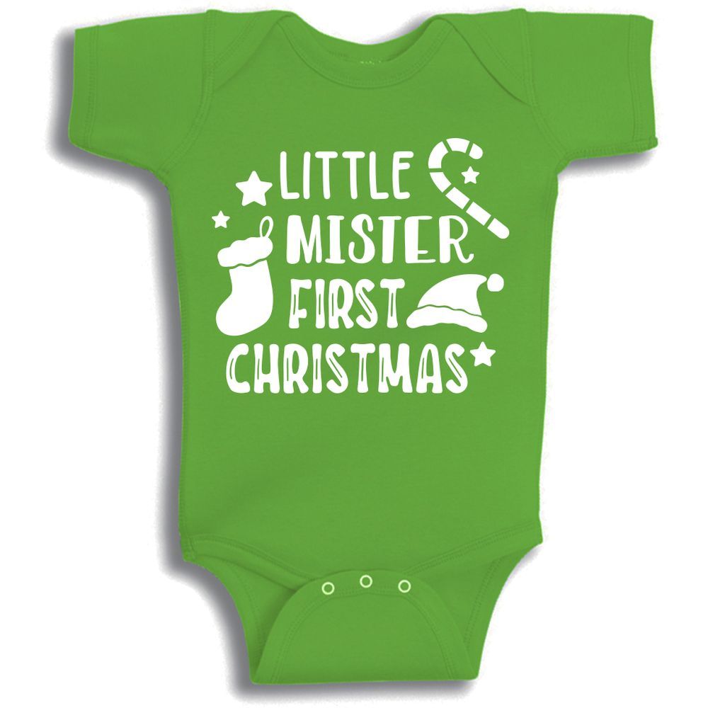 Twinkle Hands - Little Mister 1St Christmas Onesie - Green