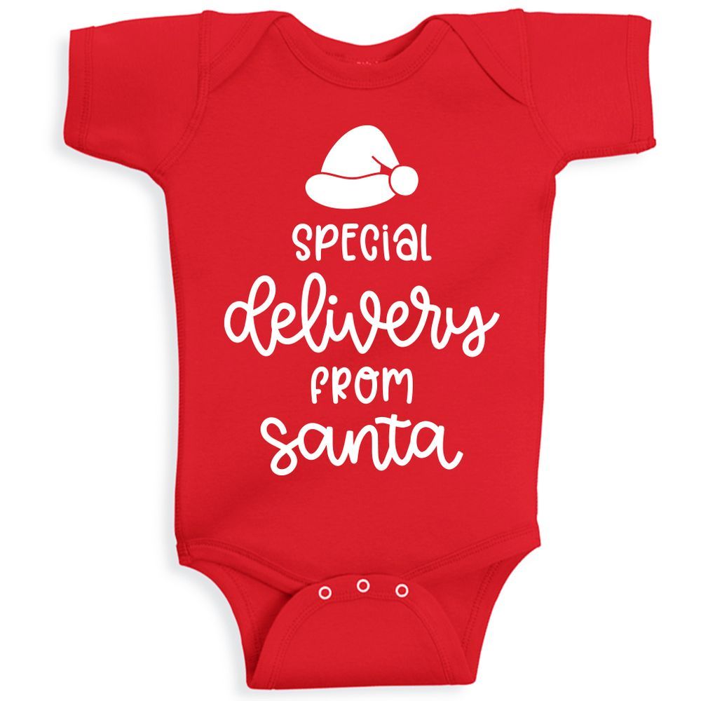 Twinkle Hands - Special Delivery From Santa Onesie-Red