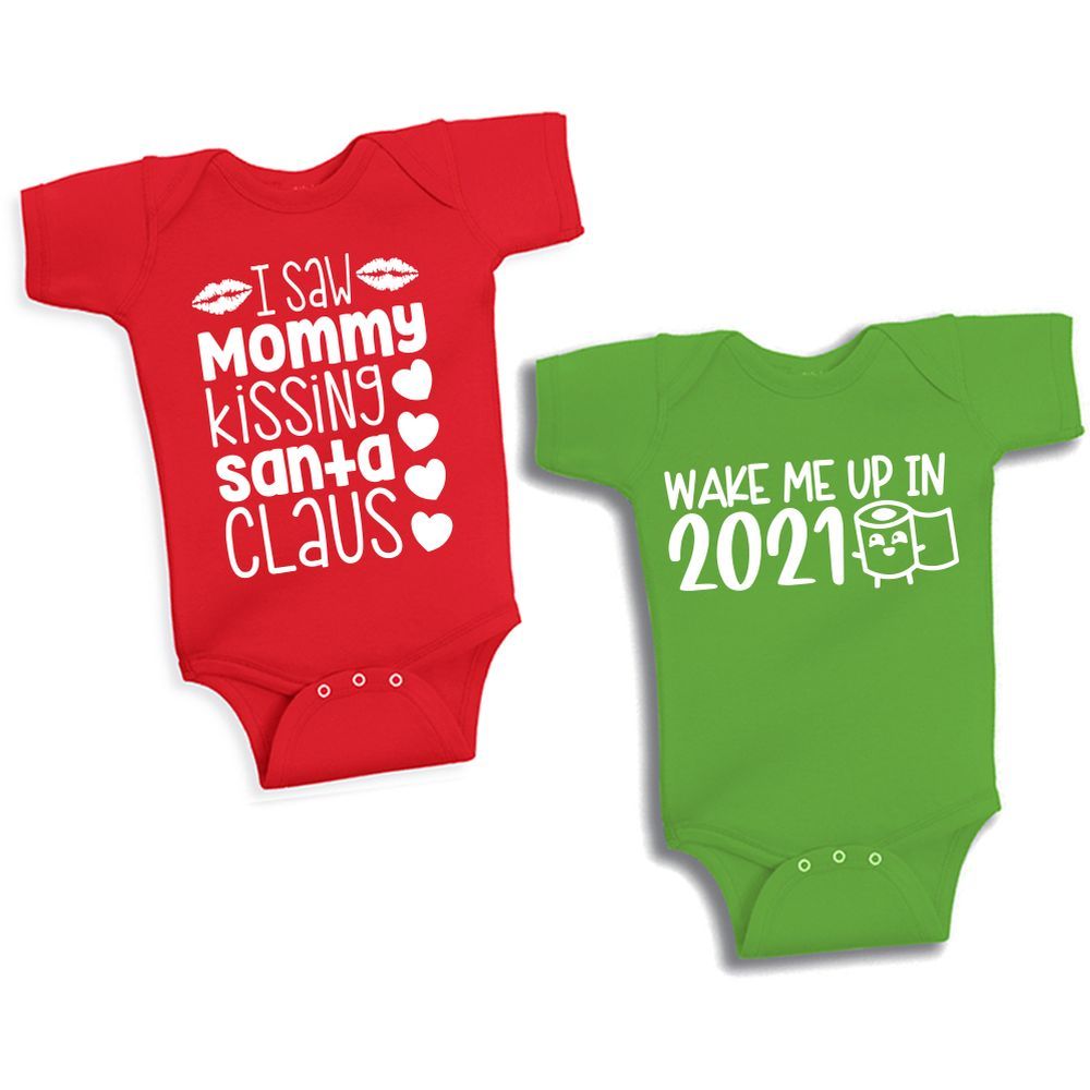 Twinkle Hands - Christmas & 2021 Onesie Set - Red & Green