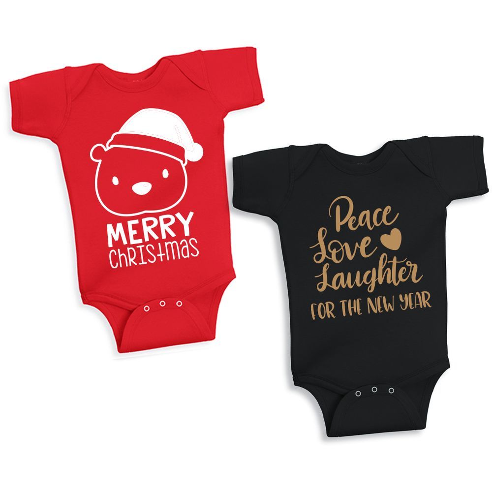 Twinkle Hands - Christmas & New Year Onesie Set-Red & Black