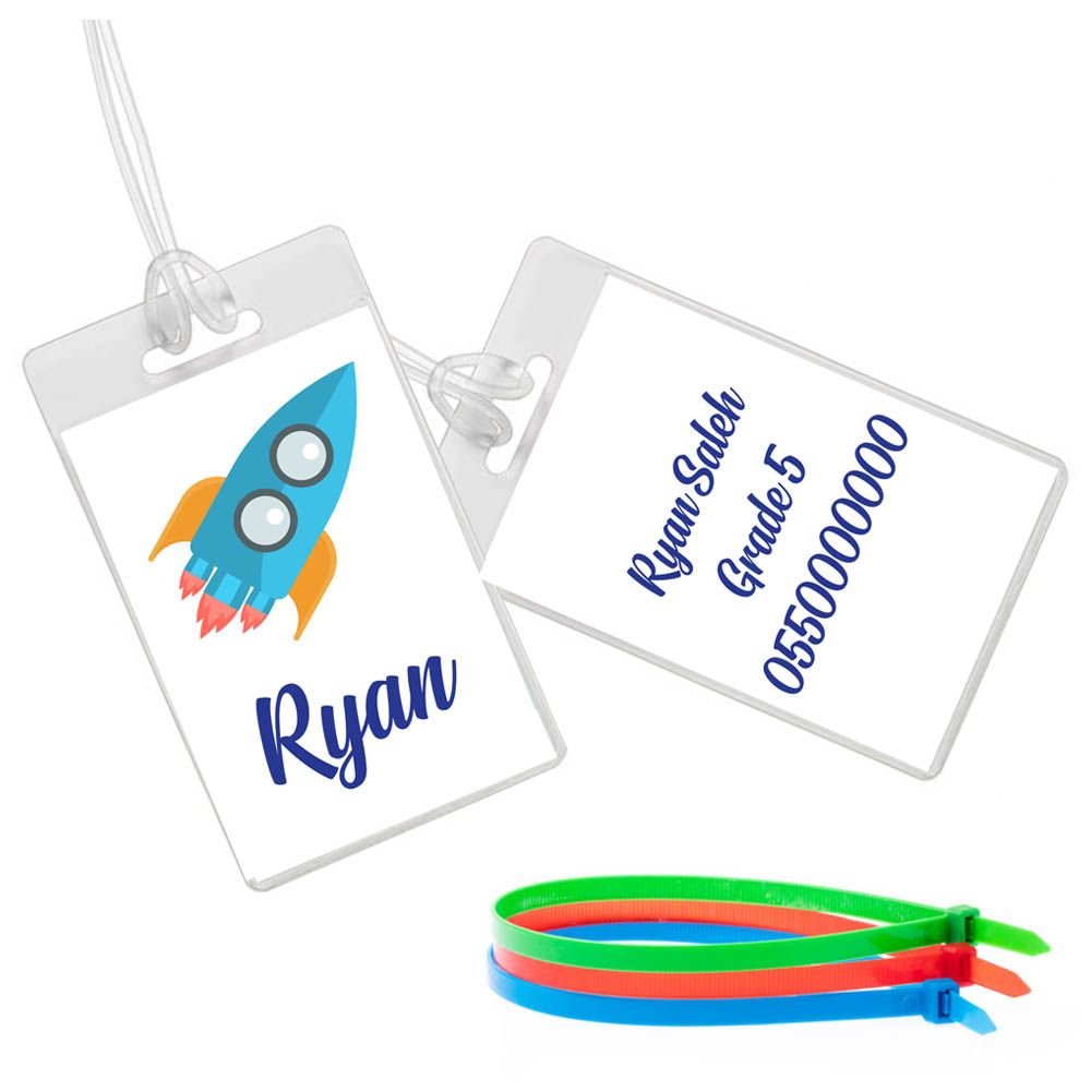 Twinkle Hands - Flying Space rocket Luggage Tag