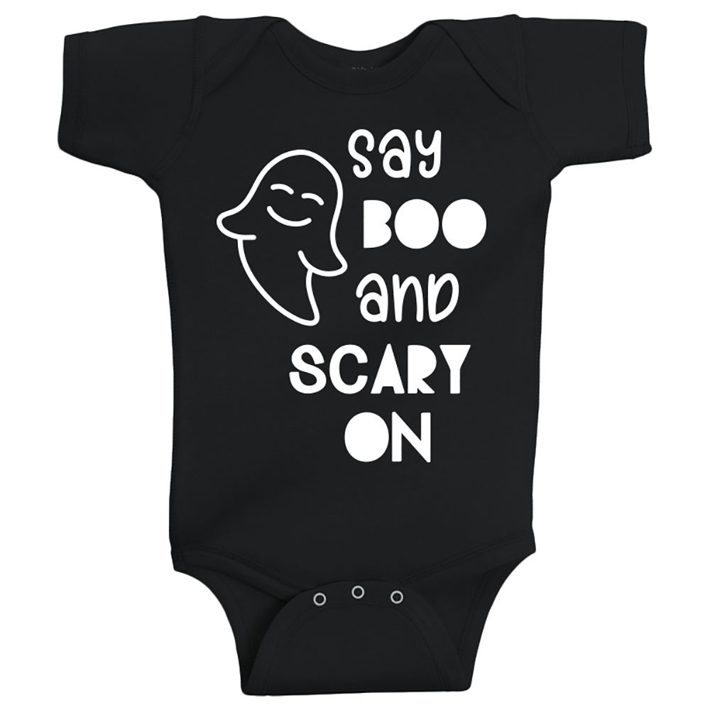 Twinkle Hands - Say Boo Halloween Baby Onesie Black