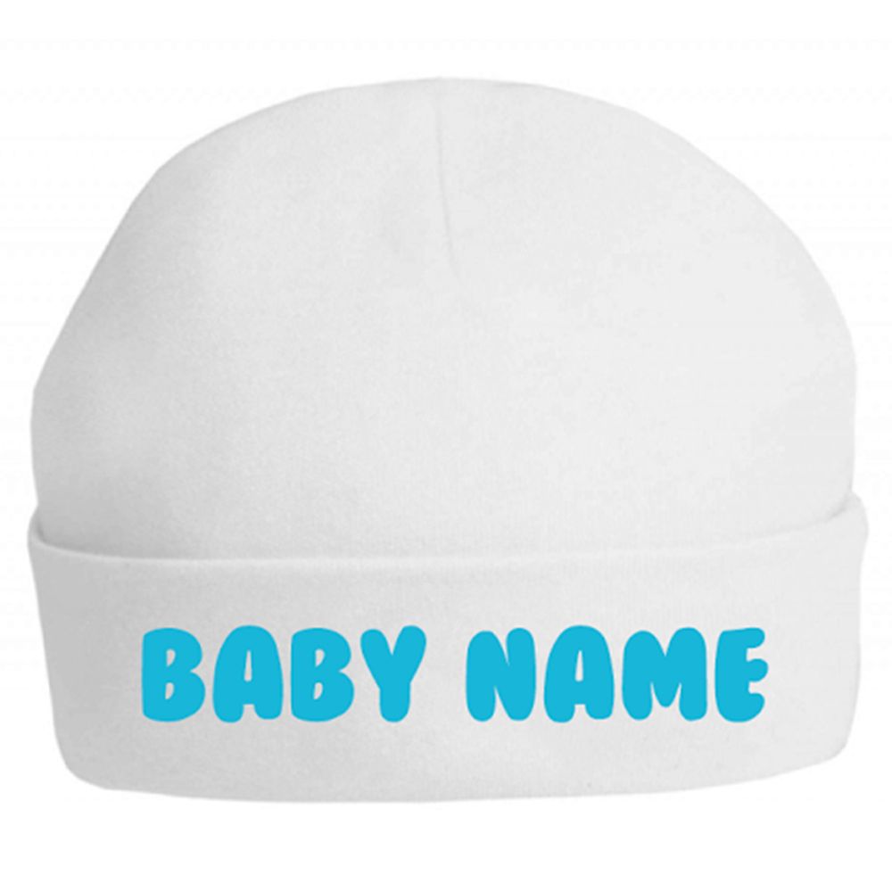 Twinkle Hands - Personalised Baby Cap Beanie - Blue font