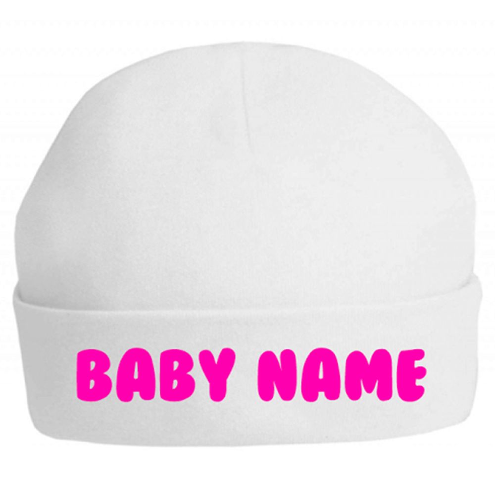 Twinkle Hands - Personalised Baby Cap Beanie - Pink font