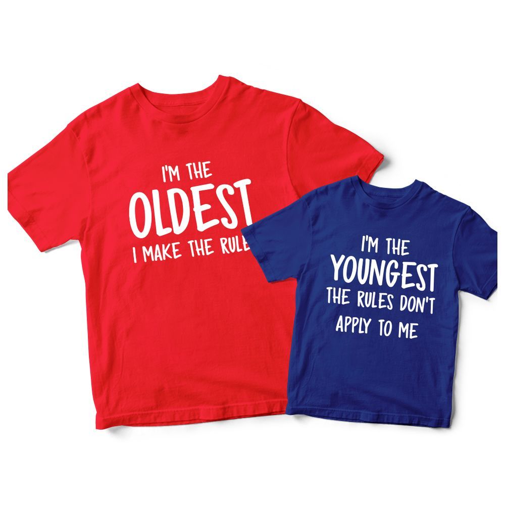 Twinkle Hands - Sibling T-Shirt I Am The Oldest - Red