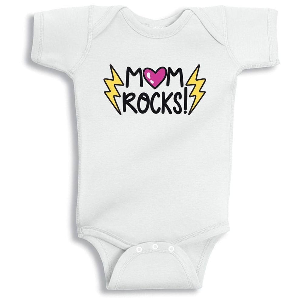 Twinkle Hands - Mom Rocks Onesie - White