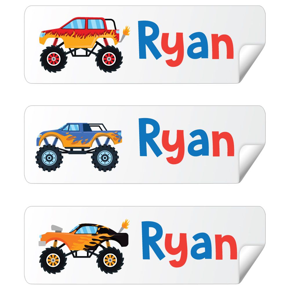 Twinkle Hands - Personalized Waterproof Labels - Super Monster Trucks