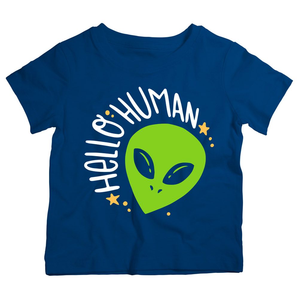 Twinkle Hands - Hello Human Space Cotton T-Shirt - Blue