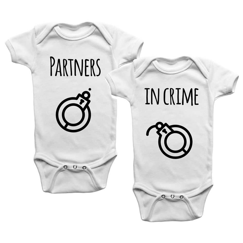 Limited Edition - Partners In Crime 2pcs Twins Onesies