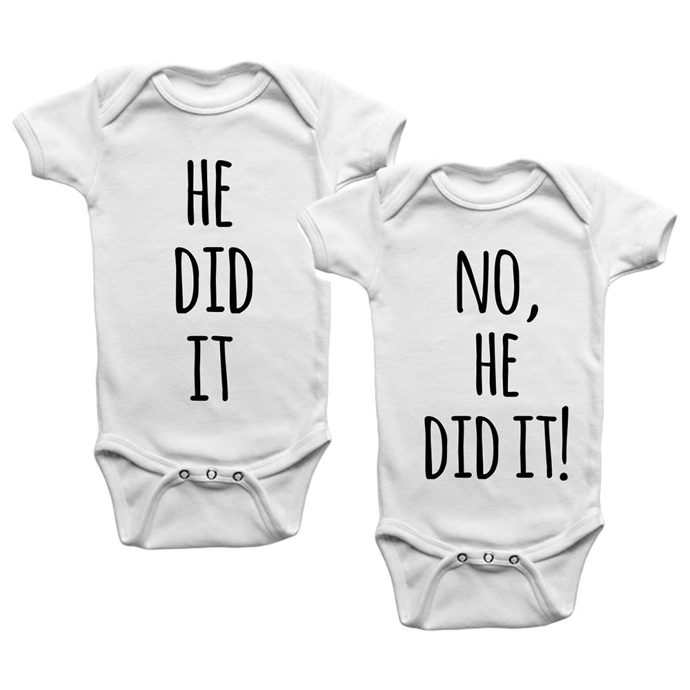 Limited Edition - He Did It 2pcs Twins Onesies Bodysuit