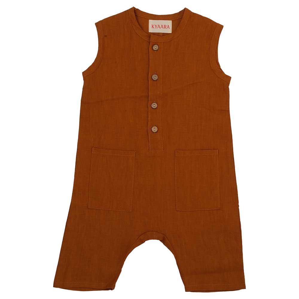 Kyara - Pure Linen Sleeveless Jumpsuit - Brown