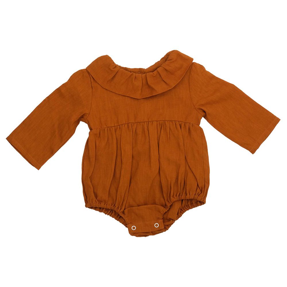 Kyara - Pure Linen Solid Onesie - Brown