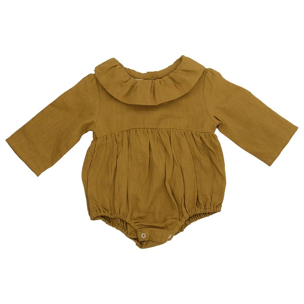 Kyara - Pure Linen Solid Onesie - Olive Green