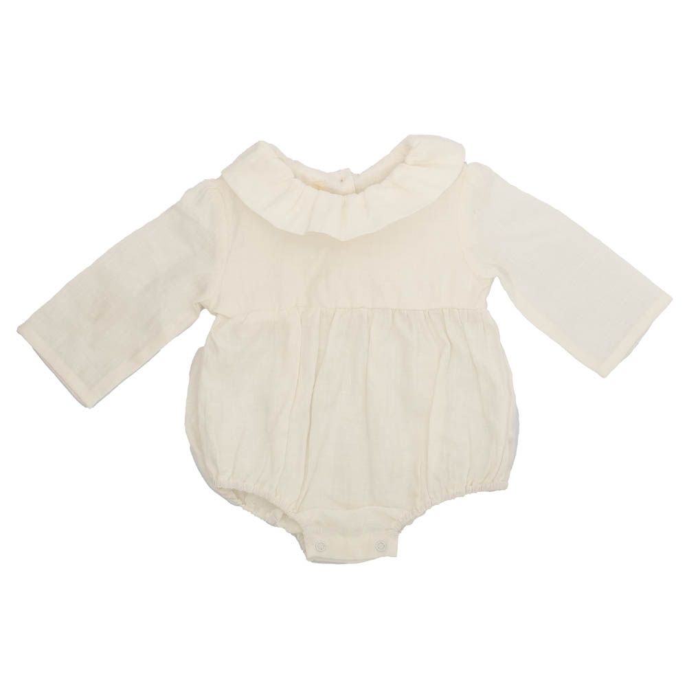 Kyara - Pure Linen Solid Onesie - White