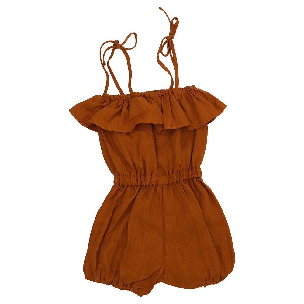 Kyara - Girls Pure Linen Jumpsuit - Brown