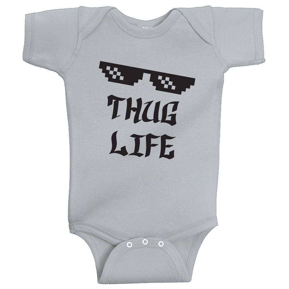 Twinkle Hands - Thug Life Baby Onesie - Grey