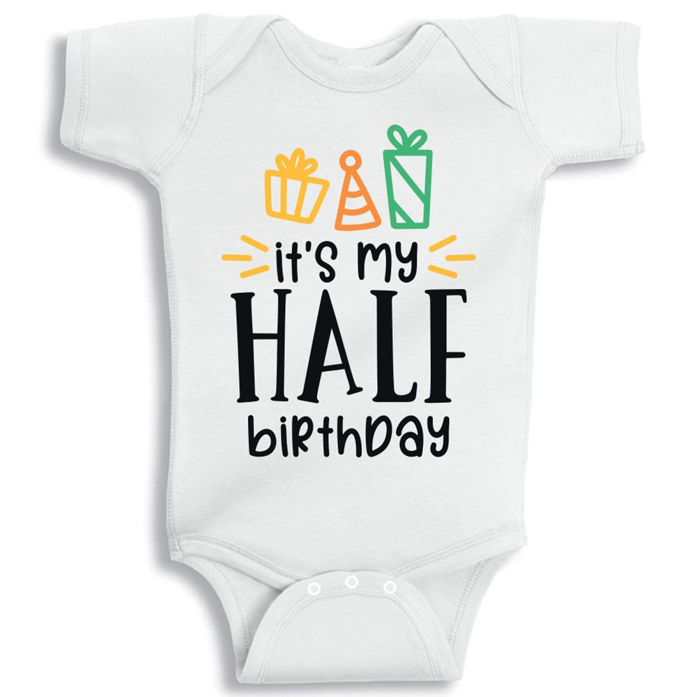 Twinkle Hands - Half Birthday Baby Onesie - White