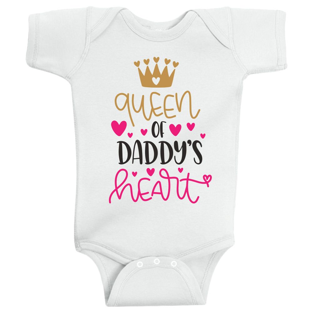 Twinkle Hands - Queen Of Daddy's Heart Onesie - White