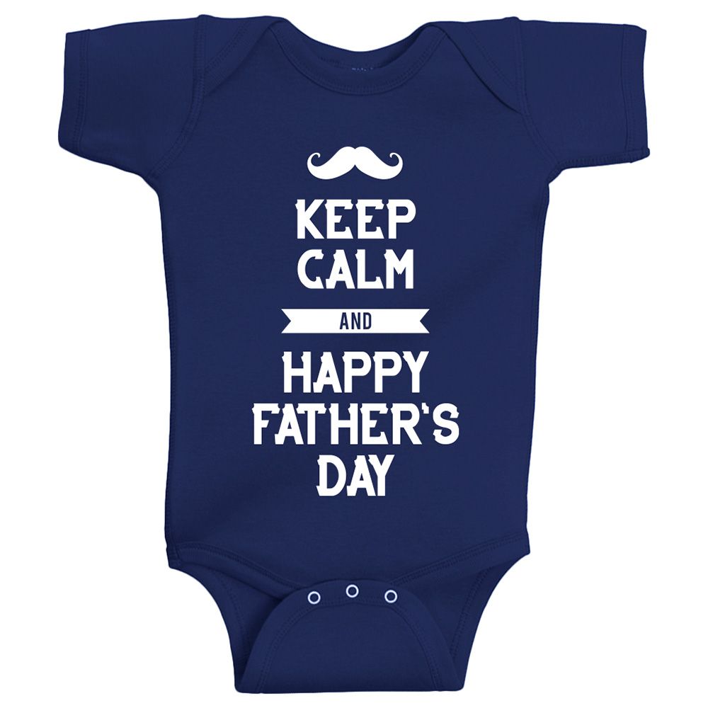 Twinkle Hands - Keep Calm Happy Fathers Day Onesie - Navy