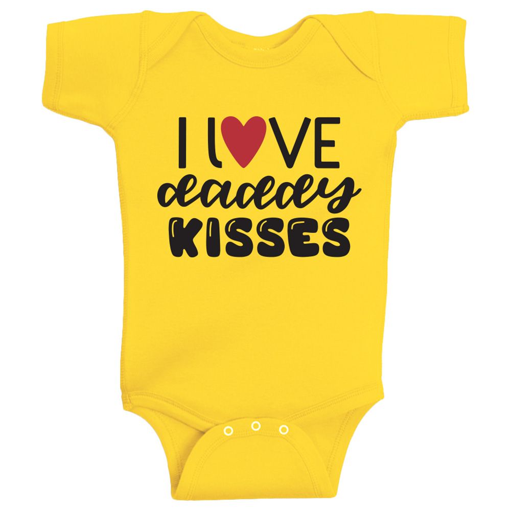 Twinkle Hands - I Love Daddy Kisses Onesie - Yellow