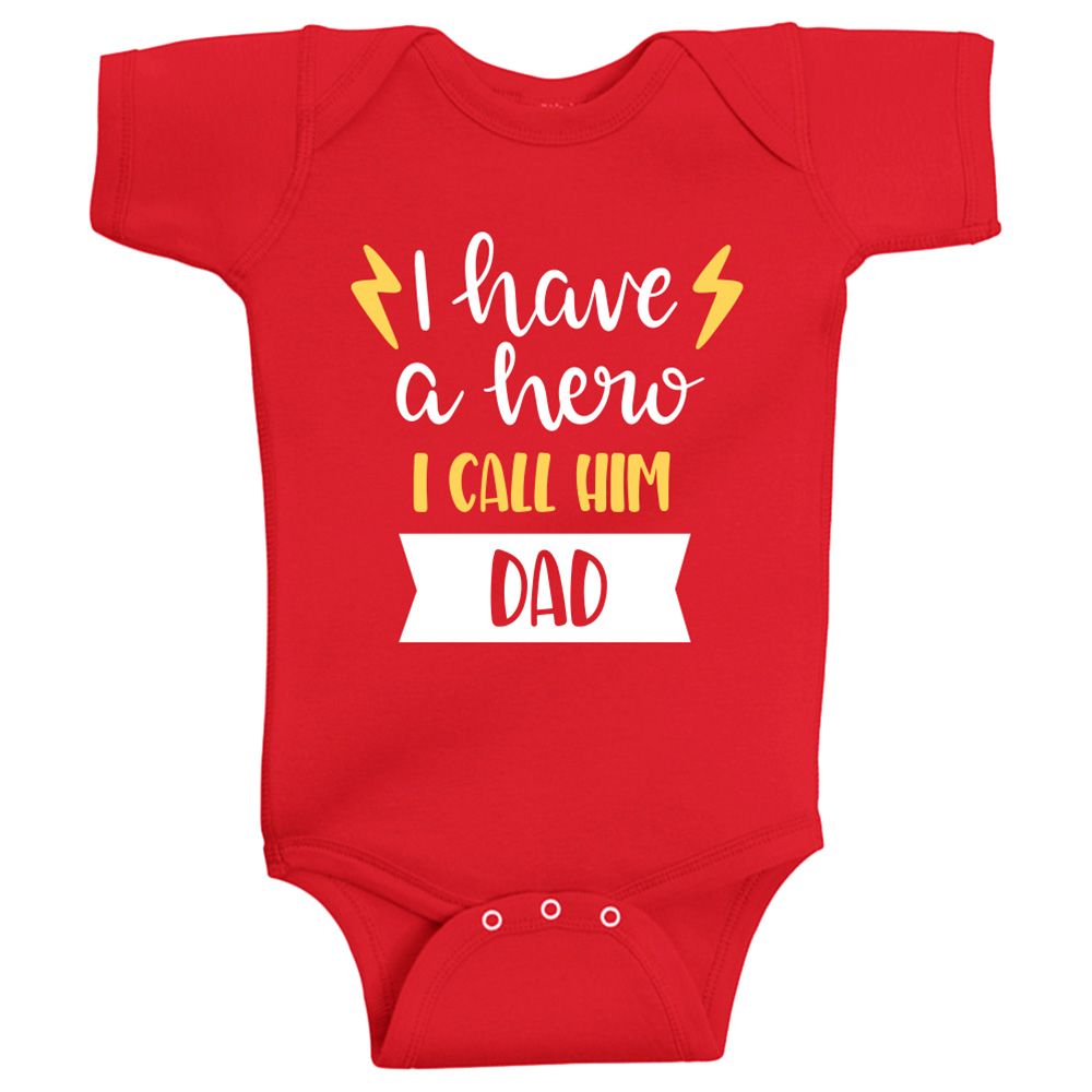 Twinkle Hands - I Have A Hero I Call Him Dad Onesie - Red