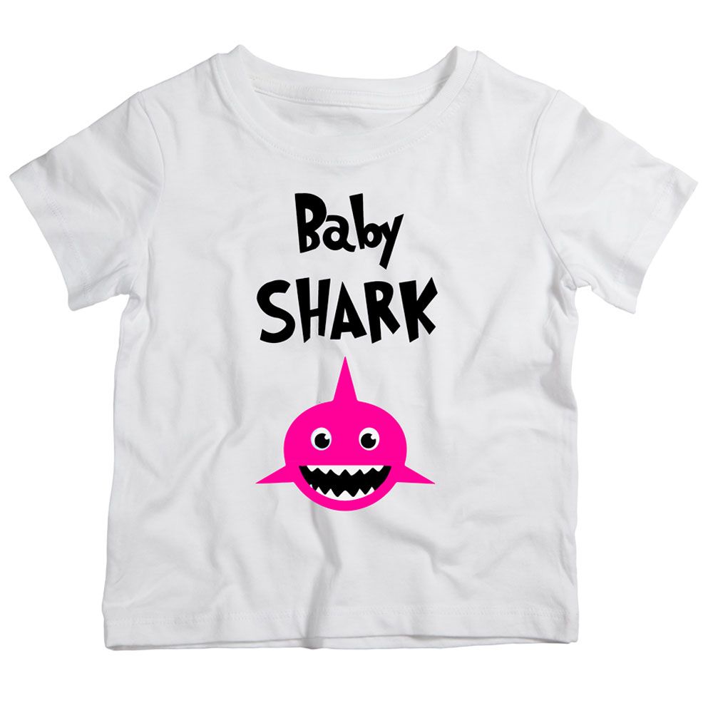 Twinkle Hands - Baby Pink Shark T-Shirt - White