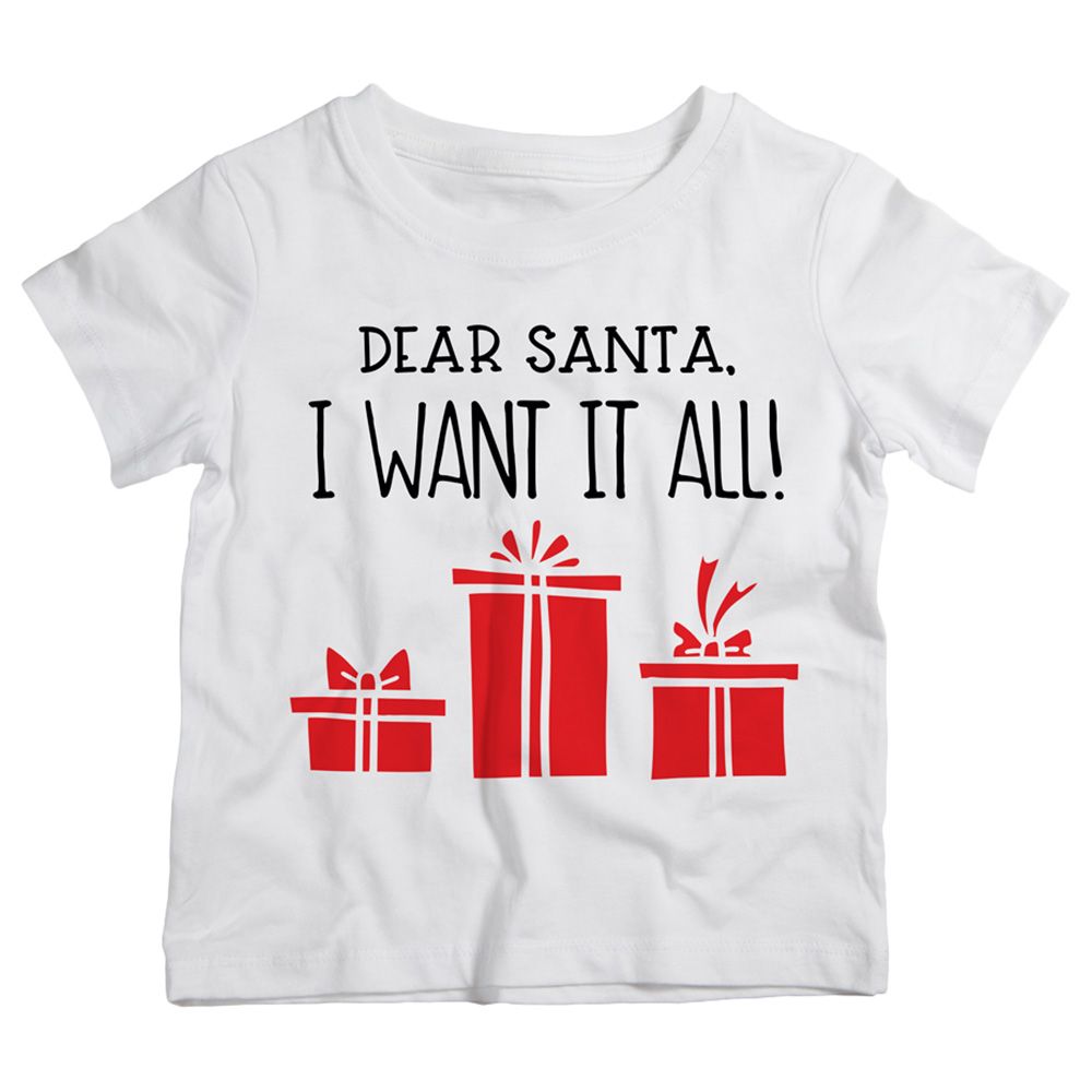 Twinkle Hands - I Want It All Christmas T-Shirt-White