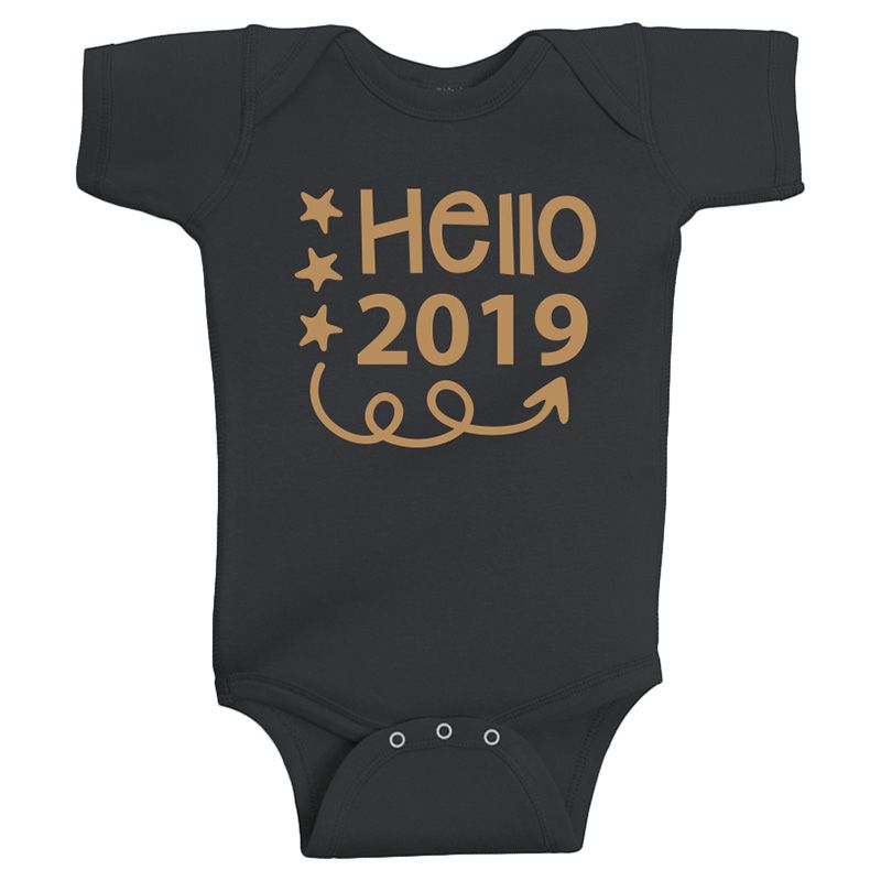 Twinkle Hands - Hello 2019 New Year Bodysuit - Black