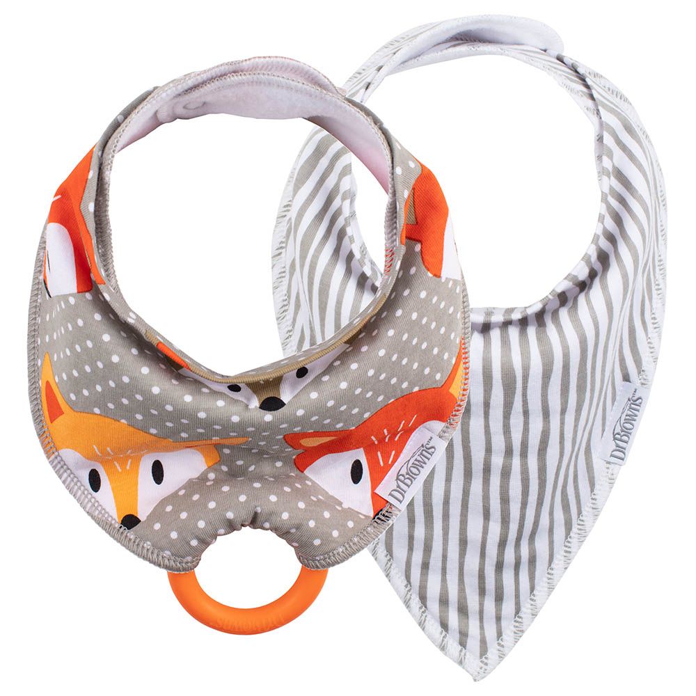 Dr. Brown's - Bandana Bib w/ Teether - Fox Stripes - Pack of 2