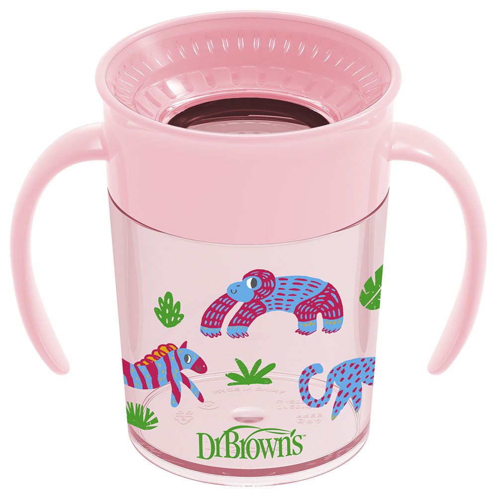 Dr. Brown's - Smooth Wall Cheers 360 Cup w/ Handles - 200ml - Pink Deco