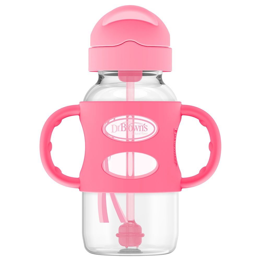 Dr. Brown's - Sippy Straw Bottle w/ Silicone Handles 270ml - Pink