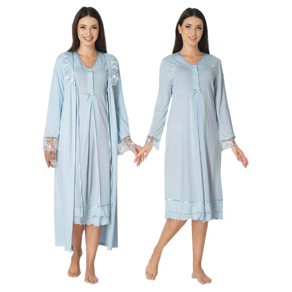 Mini Plum - 2pc-set - Lace Maternity Nightwear - Blue