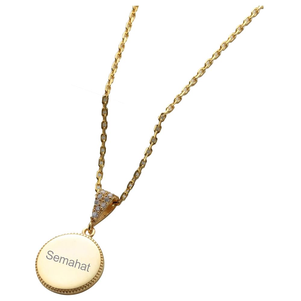 Mini Plum - Personalized Round Name Necklace - Gold