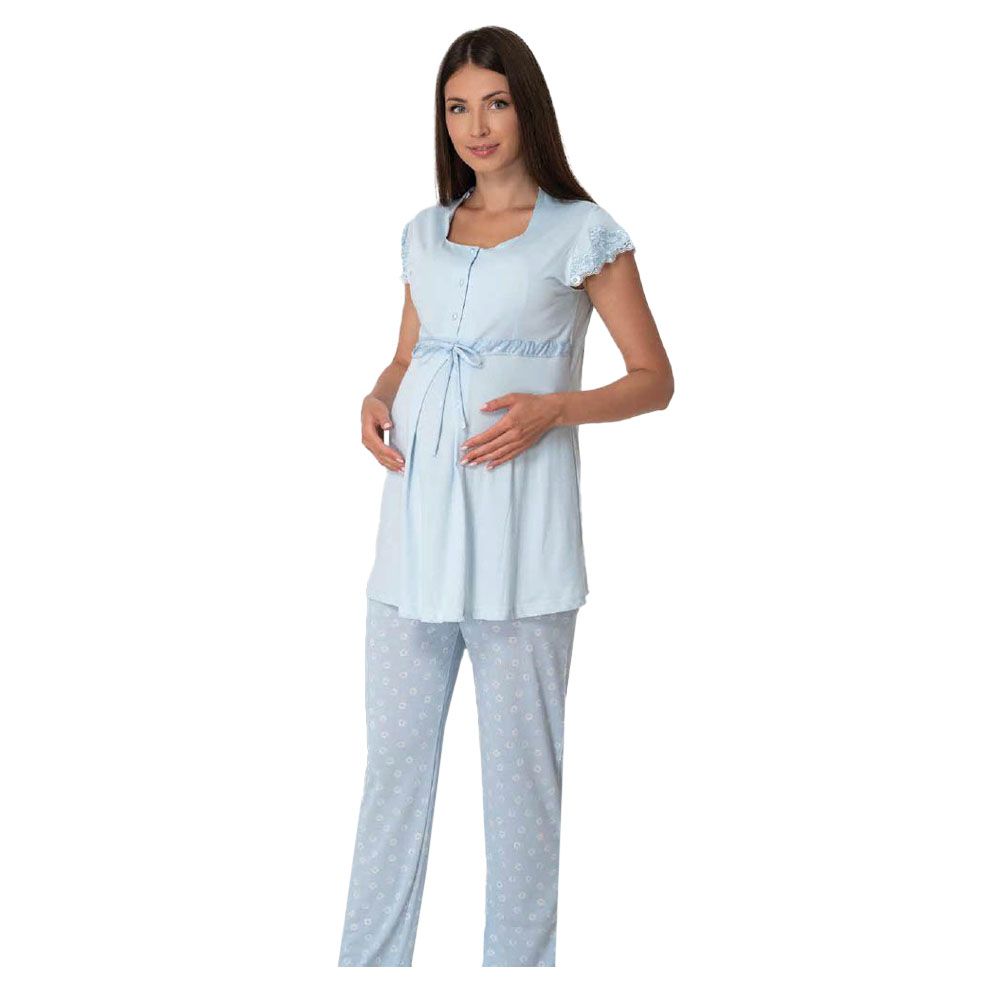 Mini Plum - Soft Maternity Pajamas - Blue