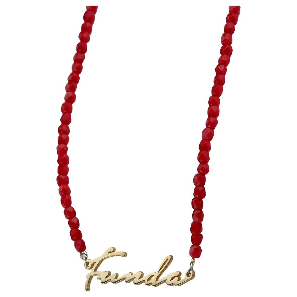 Mini Plum - Personalized Red Necklace - Gold