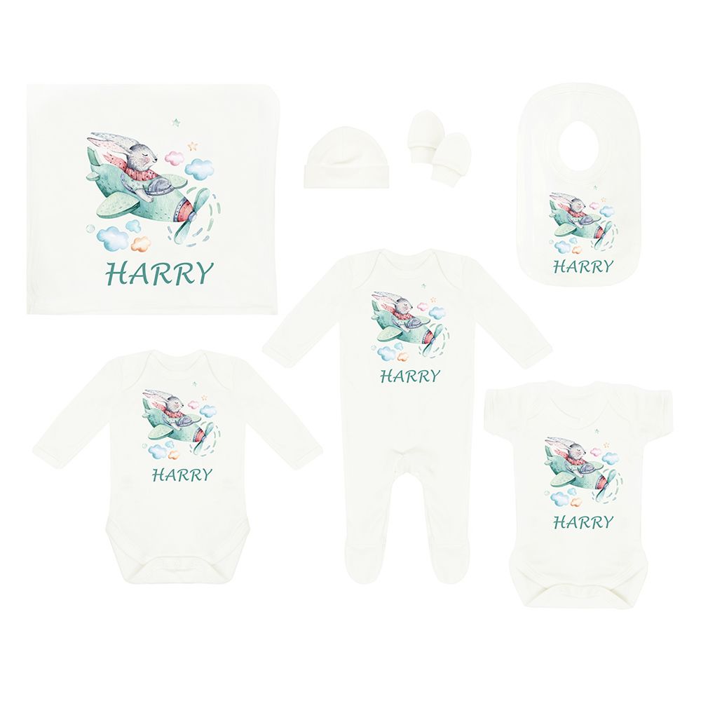 Mini Plum - Personalized Bunny In The Air 7pc-Set