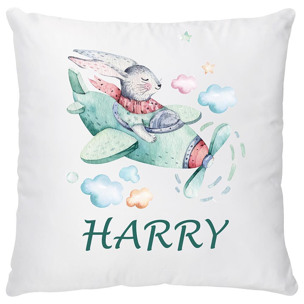 Mini Plum - Personalized Cushion Cover - Bunny - White