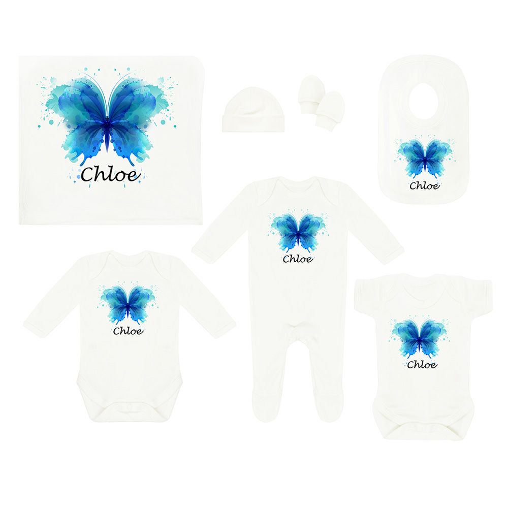 Mini Plum - Personalized Butterfly 7pc-Set - White