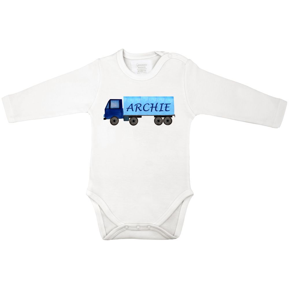 Mini Plum - Personalised Truck With Name Bodysuit